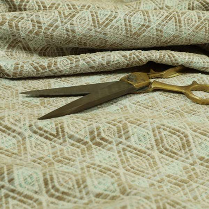 Brown Colour Geometric Vertically Aligned Striped Chenille Furnishing Fabric JO-1312 - Roman Blinds