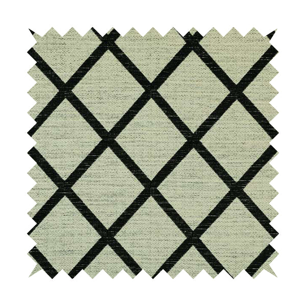 Black Cream Geometric Pattern Soft Chenille Furnishing Fabric JO-1313