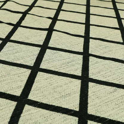 Black Cream Geometric Pattern Soft Chenille Furnishing Fabric JO-1313 - Handmade Cushions