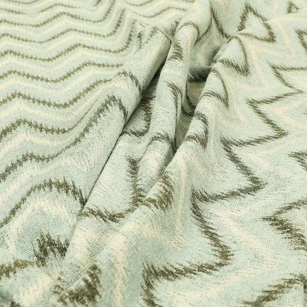 Blue Grey White Colour Chevron Pattern Soft Chenille Upholstery Fabric JO-1314 - Made To Measure Curtains