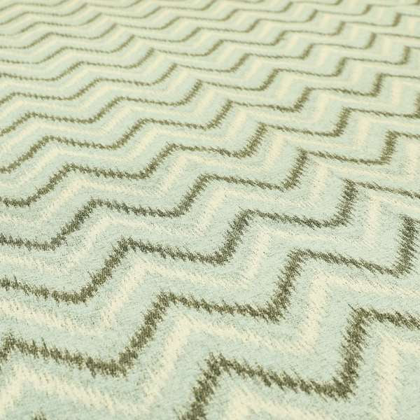 Blue Grey White Colour Chevron Pattern Soft Chenille Upholstery Fabric JO-1314 - Made To Measure Curtains