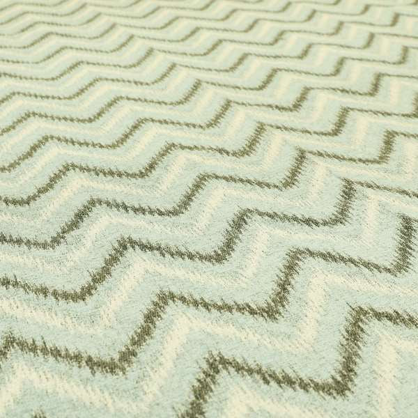 Blue Grey White Colour Chevron Pattern Soft Chenille Upholstery Fabric JO-1314