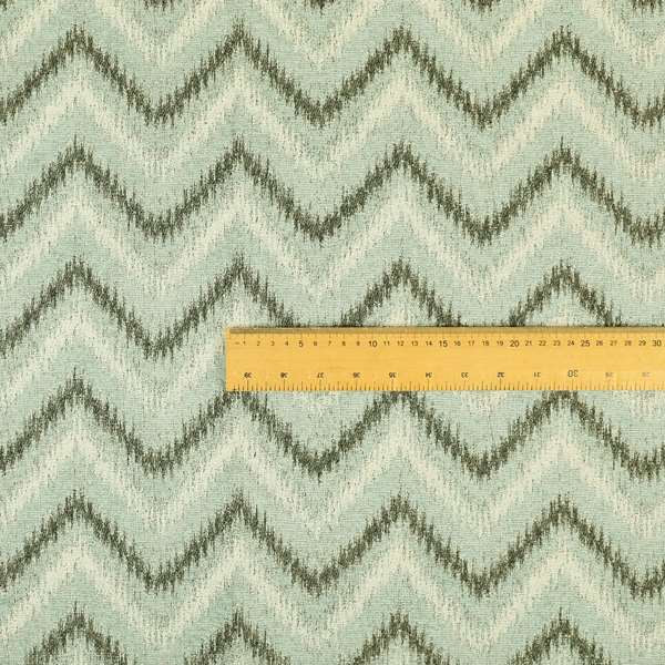 Blue Grey White Colour Chevron Pattern Soft Chenille Upholstery Fabric JO-1314 - Made To Measure Curtains