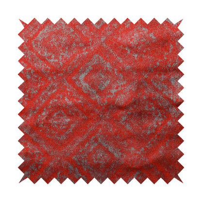 Cubed Geometric Modern Shaped Red Purple Colour Heavy Velvet Upholstery Fabric JO-1315