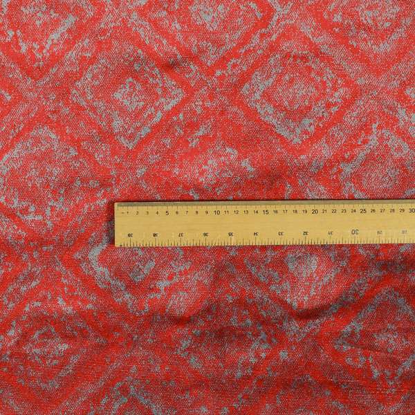 Cubed Geometric Modern Shaped Red Purple Colour Heavy Velvet Upholstery Fabric JO-1315