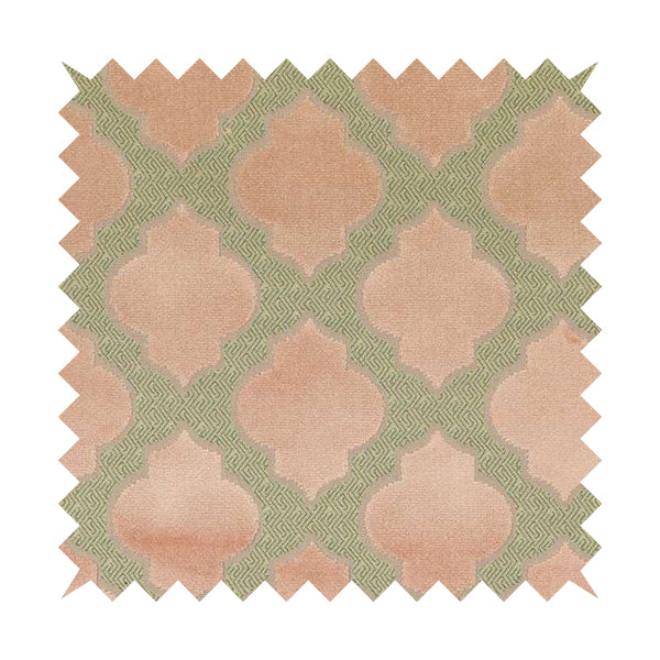 Uniformed Geometric Pattern Baby Pink Colour Velvet Furnishing Upholstery Fabric JO-1317 - Made To Measure Curtains