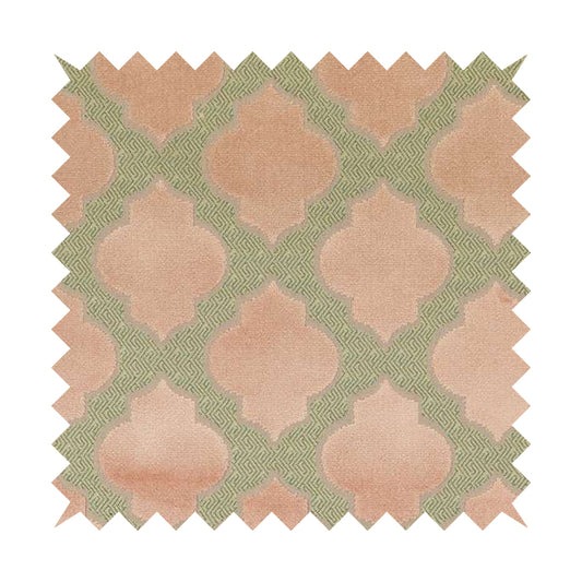 Uniformed Geometric Pattern Baby Pink Colour Velvet Furnishing Upholstery Fabric JO-1317