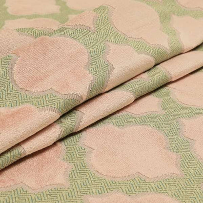 Uniformed Geometric Pattern Baby Pink Colour Velvet Furnishing Upholstery Fabric JO-1317 - Roman Blinds