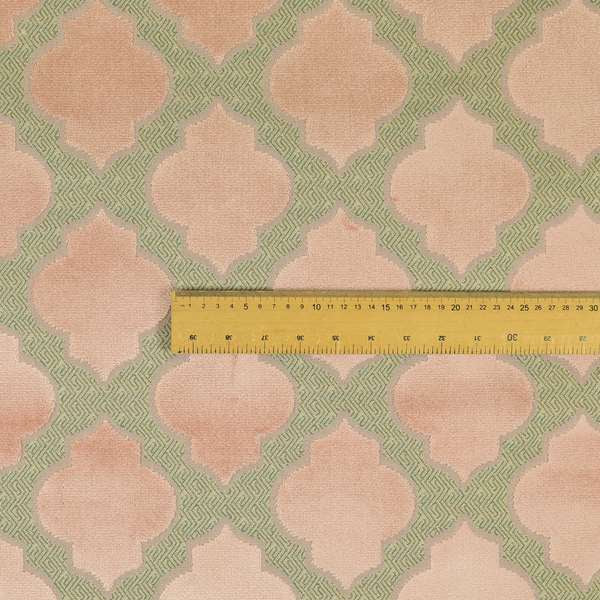 Uniformed Geometric Pattern Baby Pink Colour Velvet Furnishing Upholstery Fabric JO-1317 - Roman Blinds