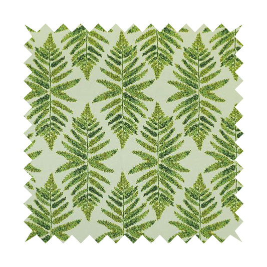 Fern Leaf Inspired Pattern Green Colour Chenille Furnishing Upholstery Fabric JO-1319