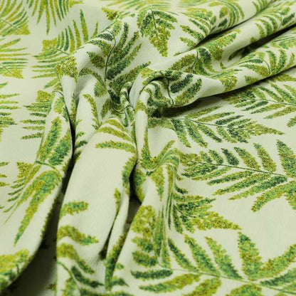 Fern Leaf Inspired Pattern Green Colour Chenille Furnishing Upholstery Fabric JO-1319 - Made To Measure Curtains