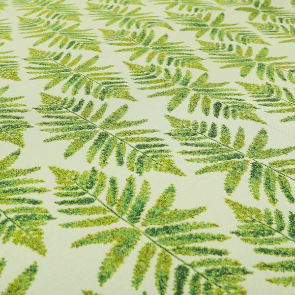 Fern Leaf Inspired Pattern Green Colour Chenille Furnishing Upholstery Fabric JO-1319