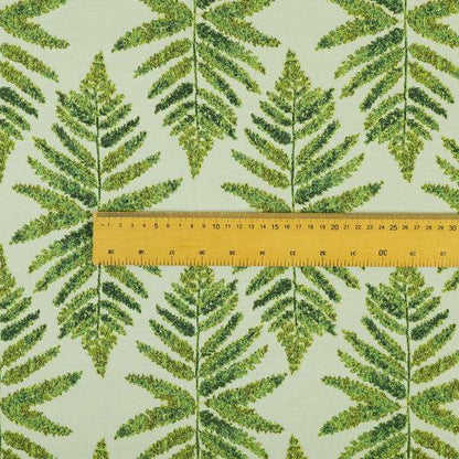 Fern Leaf Inspired Pattern Green Colour Chenille Furnishing Upholstery Fabric JO-1319 - Made To Measure Curtains