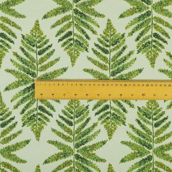 Fern Leaf Inspired Pattern Green Colour Chenille Furnishing Upholstery Fabric JO-1319