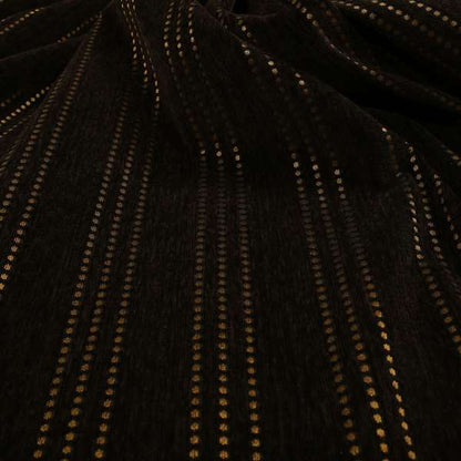 Vegas Brown Bronze Shine Effect Striped Dotted Pattern Soft Chenille Upholstery Fabric JO-132 - Roman Blinds