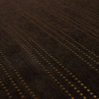 Vegas Brown Bronze Shine Effect Striped Dotted Pattern Soft Chenille Upholstery Fabric JO-132 - Handmade Cushions