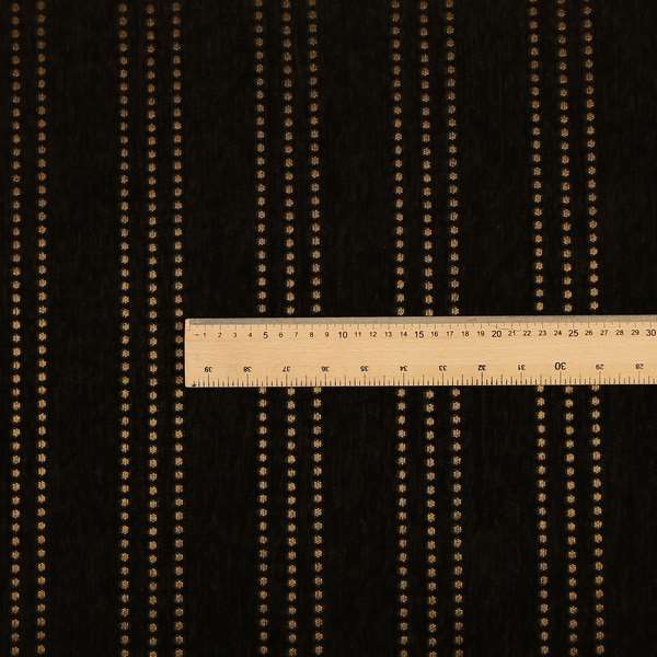 Vegas Brown Bronze Shine Effect Striped Dotted Pattern Soft Chenille Upholstery Fabric JO-132 - Made To Measure Curtains