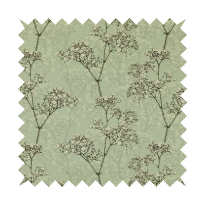 Green Background With White Buds Floral Pattern Soft Chenille Upholstery Fabric JO-1320 - Made To Measure Curtains