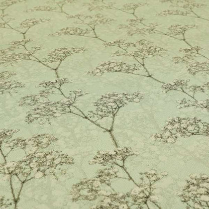 Green Background With White Buds Floral Pattern Soft Chenille Upholstery Fabric JO-1320 - Roman Blinds