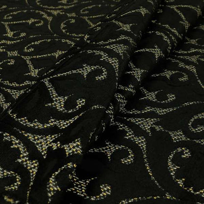 Black Velvet Fleur De Lis Theme Pattern Material Furnishing Upholstery Fabric JO-1324 - Roman Blinds