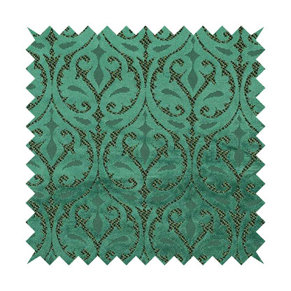 Teal Velvet Fleur De Lis Theme Pattern Material Furnishing Upholstery Fabric JO-1325 - Handmade Cushions