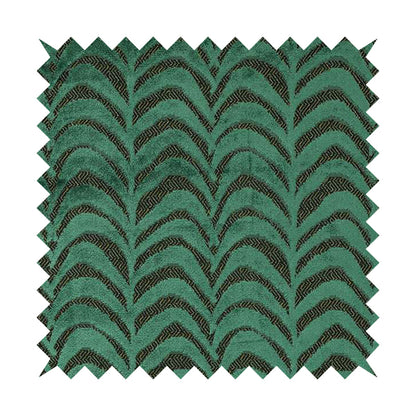 Half Curved Stripe Pattern In Velvet Material Teal Colour Furnishing Upholstery Fabric JO-1326 - Handmade Cushions