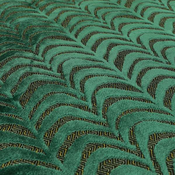 Half Curved Stripe Pattern In Velvet Material Teal Colour Furnishing Upholstery Fabric JO-1326 - Handmade Cushions