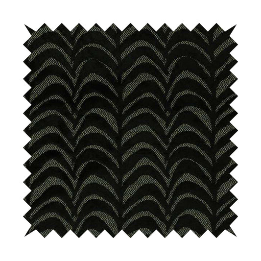 Half Curved Stripe Pattern In Velvet Material Black Colour Furnishing Upholstery Fabric JO-1327