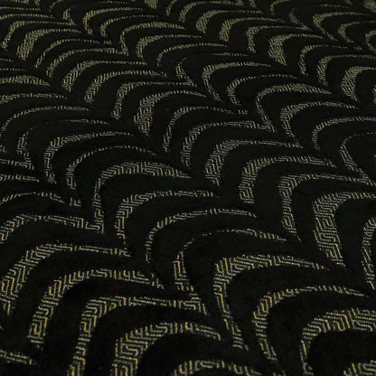 Half Curved Stripe Pattern In Velvet Material Black Colour Furnishing Upholstery Fabric JO-1327 - Roman Blinds