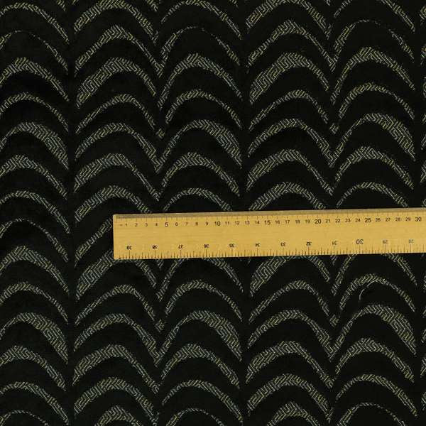 Half Curved Stripe Pattern In Velvet Material Black Colour Furnishing Upholstery Fabric JO-1327 - Handmade Cushions