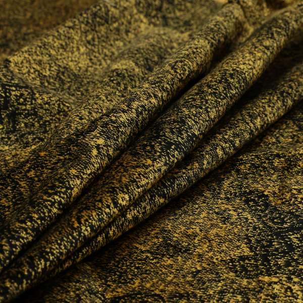 Traditional All Over Pattern Black Gold Yellow Colour Heavy Quality Velvet Upholstery Fabric JO-1329 - Roman Blinds