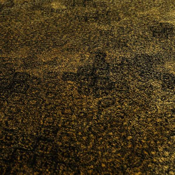 Traditional All Over Pattern Black Gold Yellow Colour Heavy Quality Velvet Upholstery Fabric JO-1329
