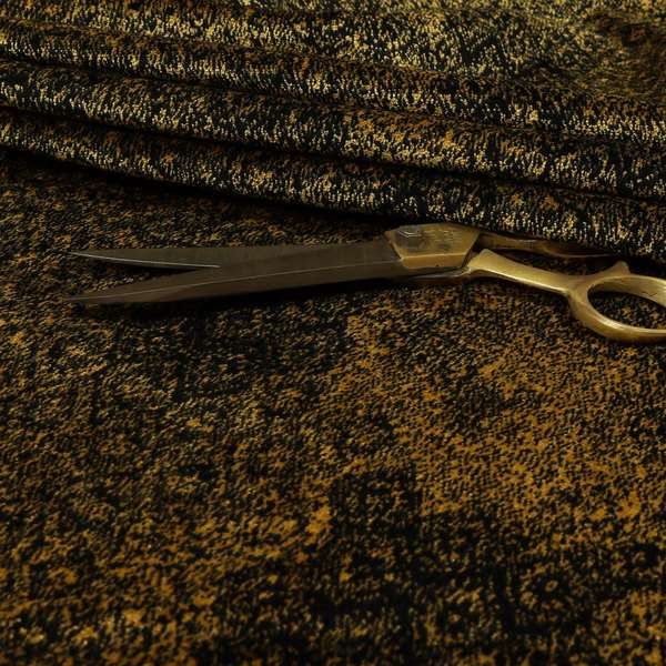 Traditional All Over Pattern Black Gold Yellow Colour Heavy Quality Velvet Upholstery Fabric JO-1329