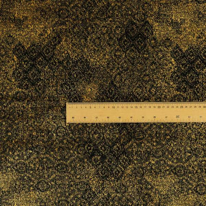 Traditional All Over Pattern Black Gold Yellow Colour Heavy Quality Velvet Upholstery Fabric JO-1329 - Roman Blinds