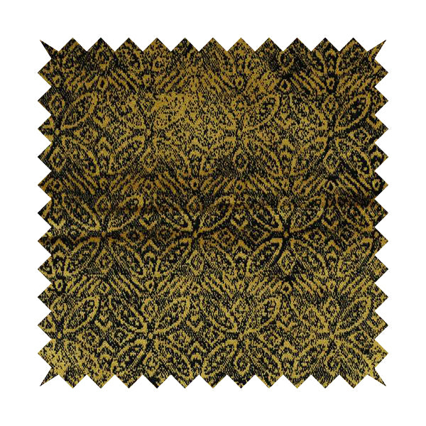 Four Leaf Pattern Black With Gold Yellow Colour Heavy Quality Velvet Upholstery Fabric JO-1333 - Roman Blinds