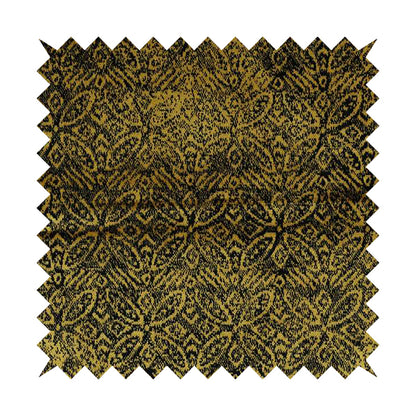 Four Leaf Pattern Black With Gold Yellow Colour Heavy Quality Velvet Upholstery Fabric JO-1333 - Handmade Cushions