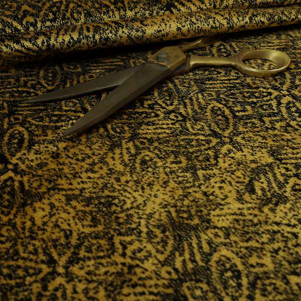 Four Leaf Pattern Black With Gold Yellow Colour Heavy Quality Velvet Upholstery Fabric JO-1333 - Handmade Cushions