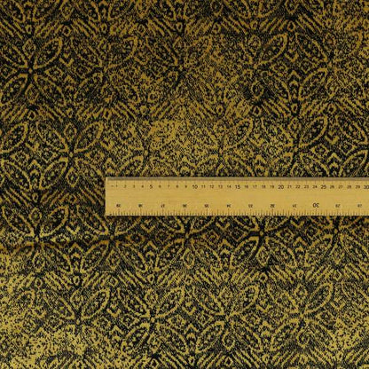 Four Leaf Pattern Black With Gold Yellow Colour Heavy Quality Velvet Upholstery Fabric JO-1333 - Handmade Cushions