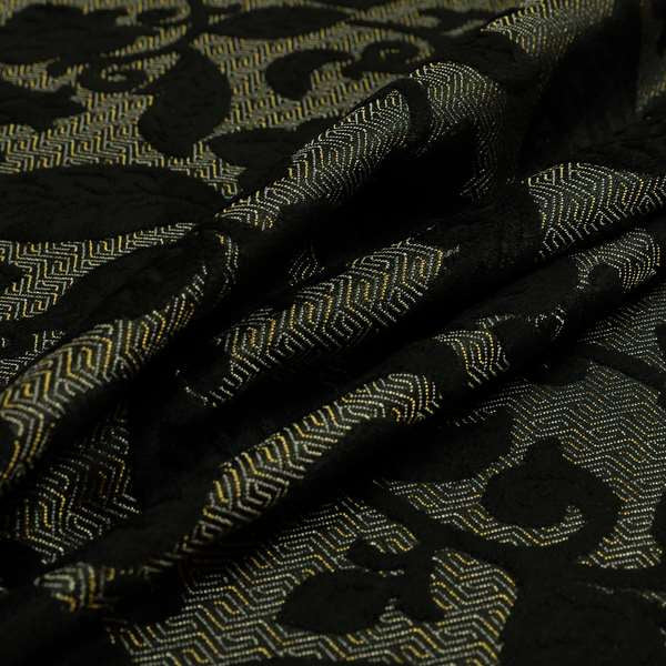 Floral Pattern Black Colour Heavy Quality Velvet Upholstery Fabric JO-1334 - Roman Blinds