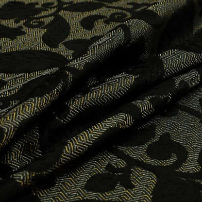 Floral Pattern Black Colour Heavy Quality Velvet Upholstery Fabric JO-1334 - Handmade Cushions
