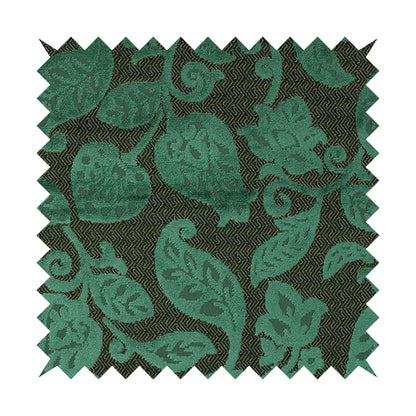 Floral Pattern Teal Colour Heavy Quality Velvet Upholstery Fabric JO-1335 - Roman Blinds