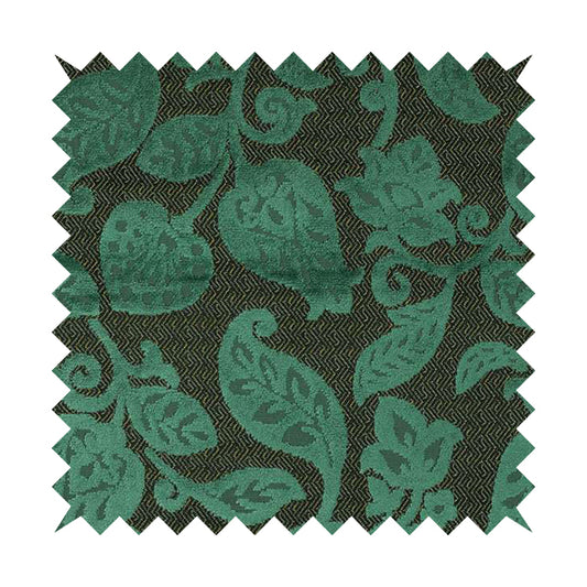 Floral Pattern Teal Colour Heavy Quality Velvet Upholstery Fabric JO-1335