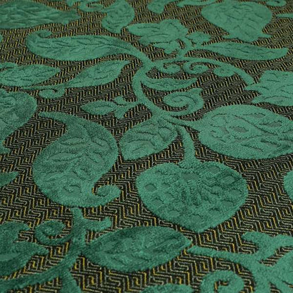 Floral Pattern Teal Colour Heavy Quality Velvet Upholstery Fabric JO-1335 - Roman Blinds