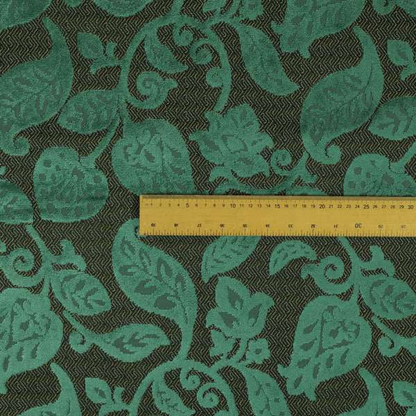 Floral Pattern Teal Colour Heavy Quality Velvet Upholstery Fabric JO-1335 - Handmade Cushions