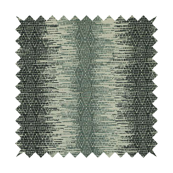 Tribal Ikat Inspired Striped Pattern In Soft Chenille Material White Blue Colour Upholstery Fabric JO-1337 - Roman Blinds