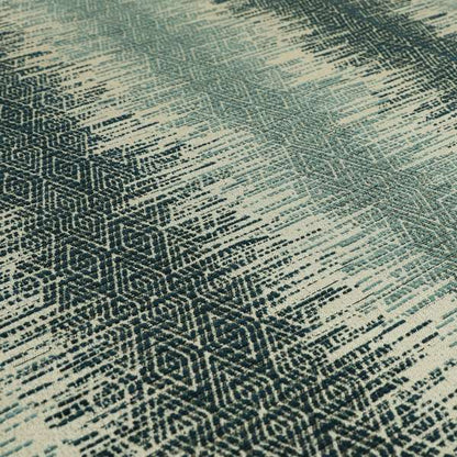 Tribal Ikat Inspired Striped Pattern In Soft Chenille Material White Blue Colour Upholstery Fabric JO-1337 - Made To Measure Curtains