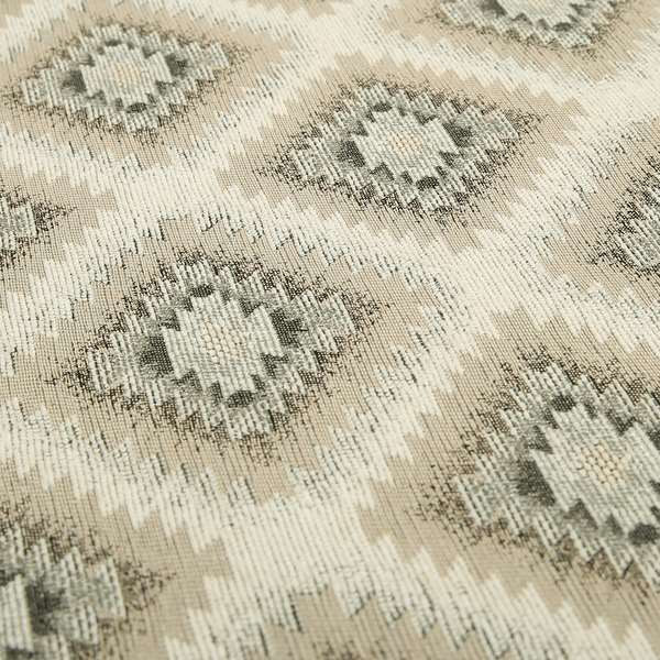 Tribal Aztex Design Fabric In Grey Beige Woven Soft Chenille Furnishing Fabric JO-134 - Roman Blinds