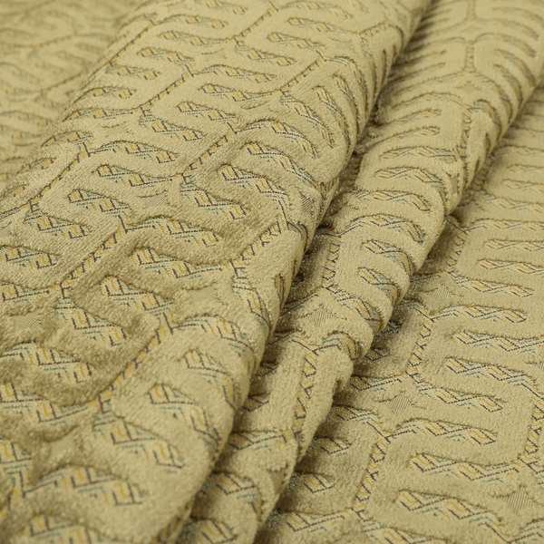 Mink Brown Colour Geometric Maze Pattern Furnishing Velvet Upholstery Fabric JO-1341 - Roman Blinds