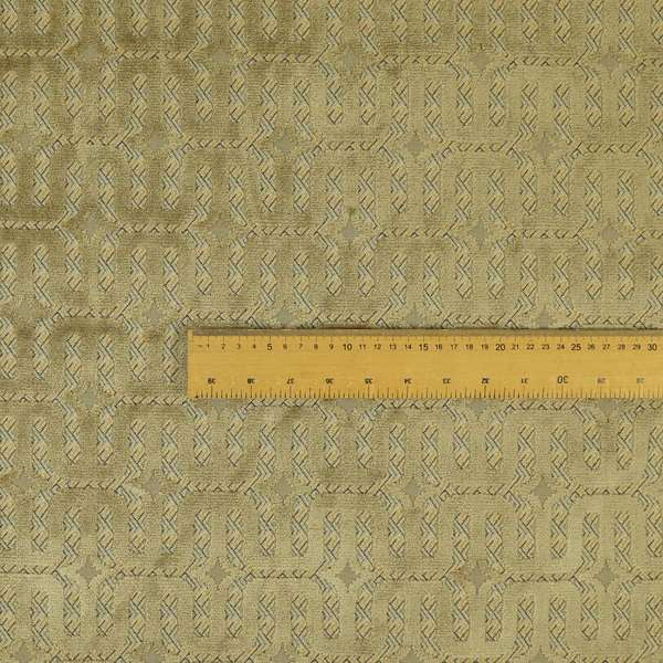 Mink Brown Colour Geometric Maze Pattern Furnishing Velvet Upholstery Fabric JO-1341 - Roman Blinds