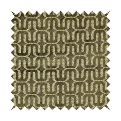 Brown Colour Geometric Maze Pattern Furnishing Velvet Upholstery Fabric JO-1342